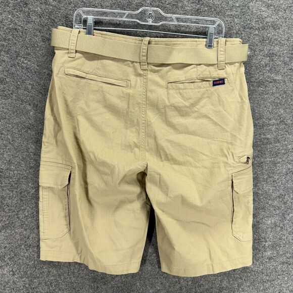 Wearfirst Cargo Shorts Men 34 Beige Mid Rise Belted Pockets Cotton Regular - Picture 2 of 6